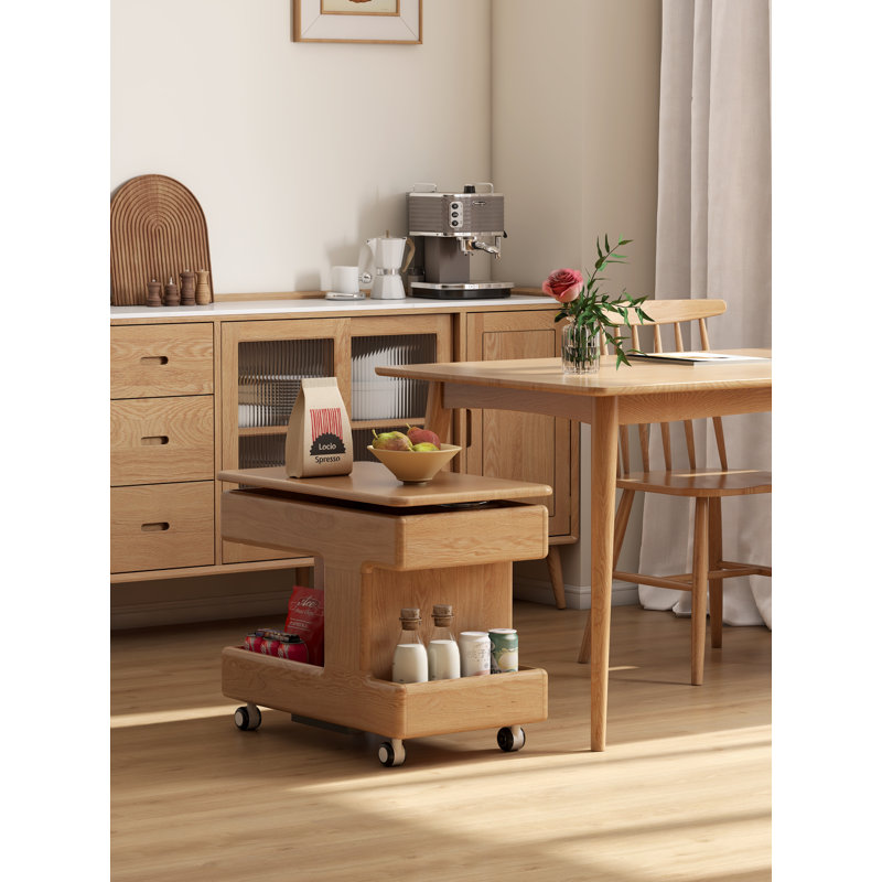 Table de bout en chêne massif avec plateau relevable, Chêne