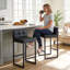 Tabouret de comptoir rembourré à dossier bas avec structure en métal épaissie pour îlot de cuisine-92115244-91899104-92115245