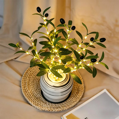 1 Bundle Artificial Olive Tree Lamp with Realistic LED Branches & Foliage, Battery Powered