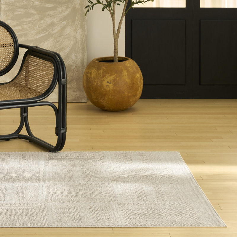 Ebern Designs Reimann Taupe Modern Indoor Rug, Rectangle 4' x 6'