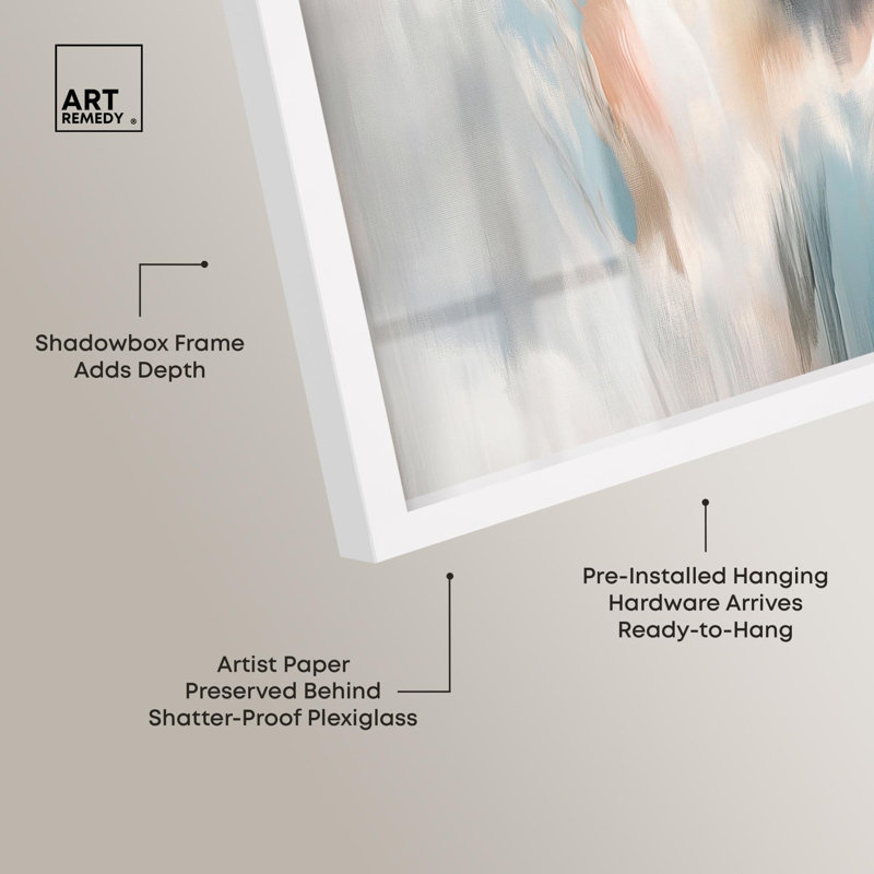 «Gilded Gorge II Shadowbox Print», art abstrait neutre par Art Remedy, H 13 po x l 13 po, Blanc