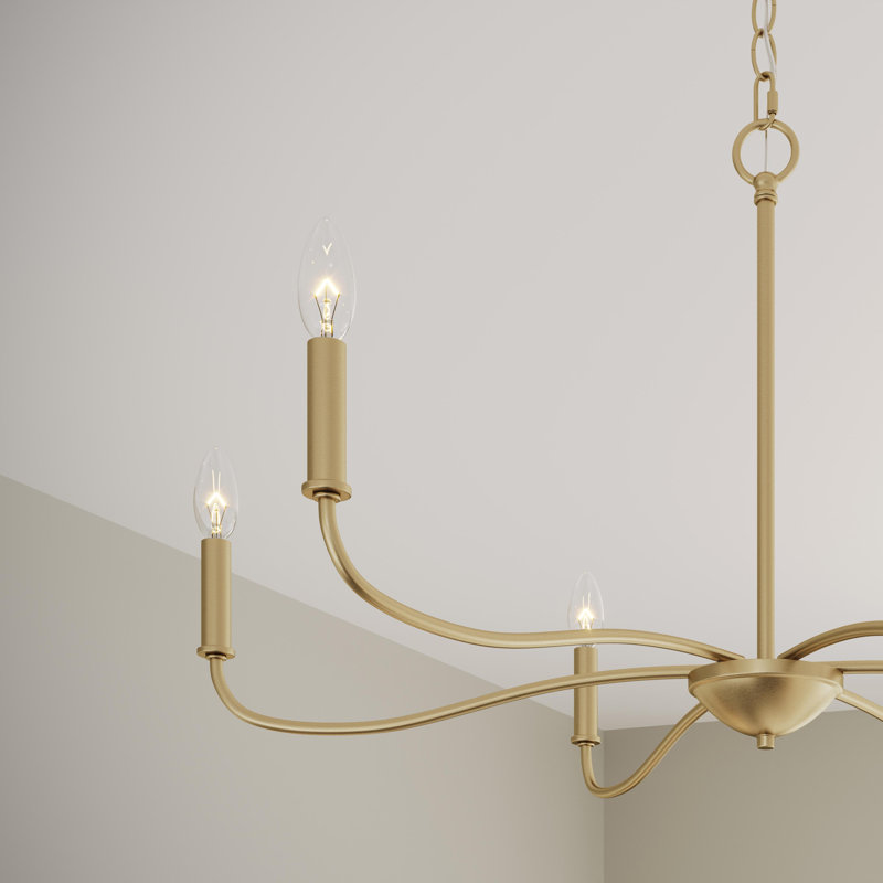 Ilia 6-Light Brushed Gold Large Chandelier, Brushed Gold