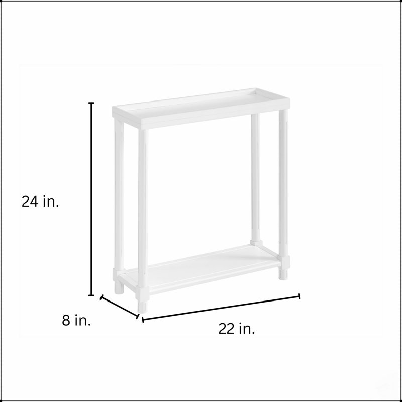 Ensemble de deux tables d'appoint étroites avec tablette, faciles à assembler sans outils.