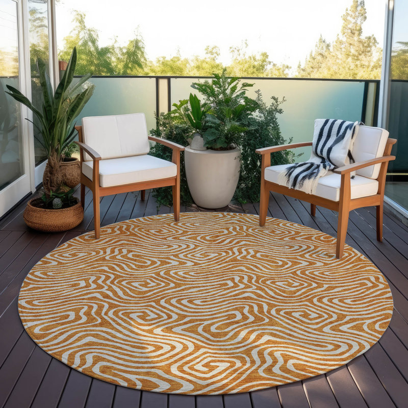 Raya Paprika Washable Indoor-Outdoor Rug - , 8' x 8'