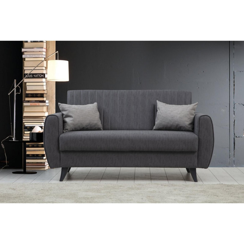 Canapé-lit 2 places, Polyester gris foncé Namon