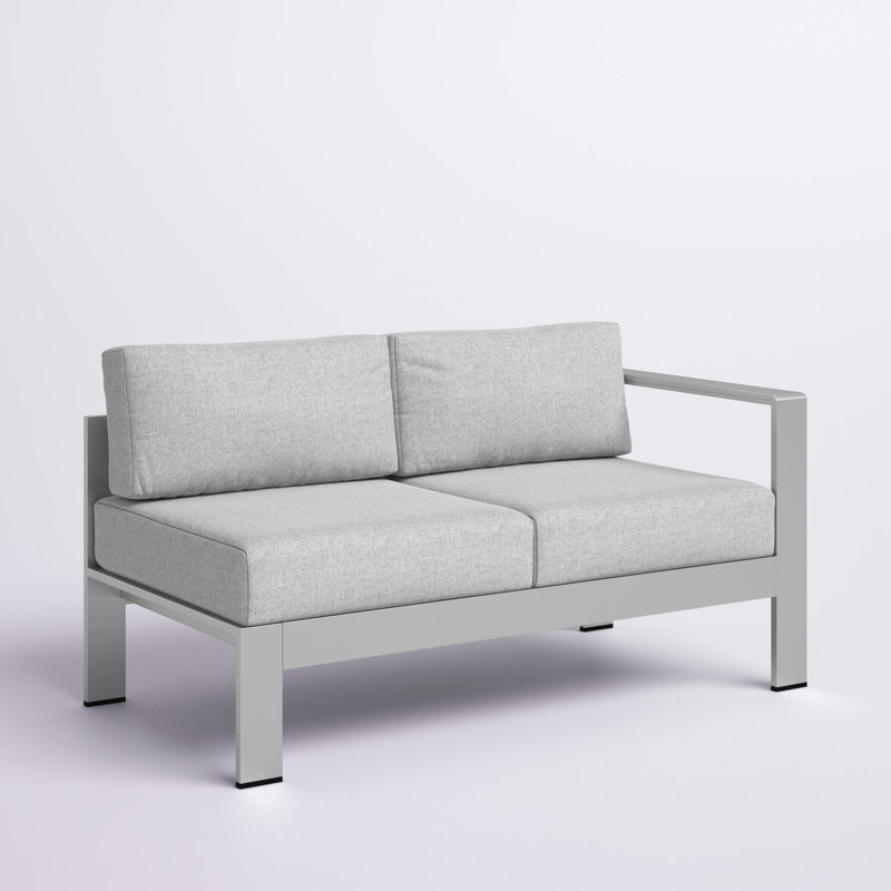 Causeuse d'extérieur à accoudoir droit en aluminium Shore Sunbrella, gris