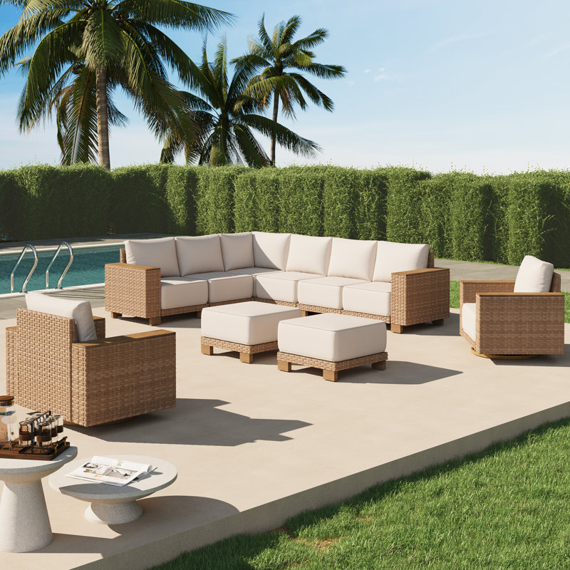 
Ensemble de conversation modulaire pour patio avec fauteuil pivotant 10 personnes Delysa