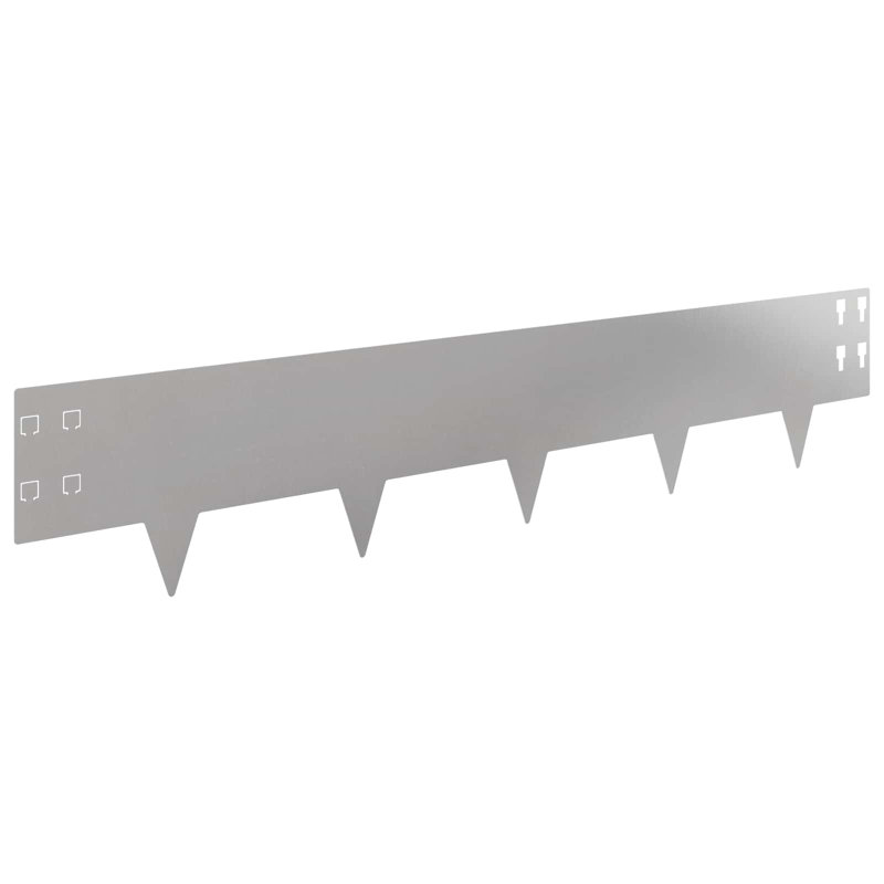 100cm W Steel Lawn Edging, Silver, 20cm H x 100cm W