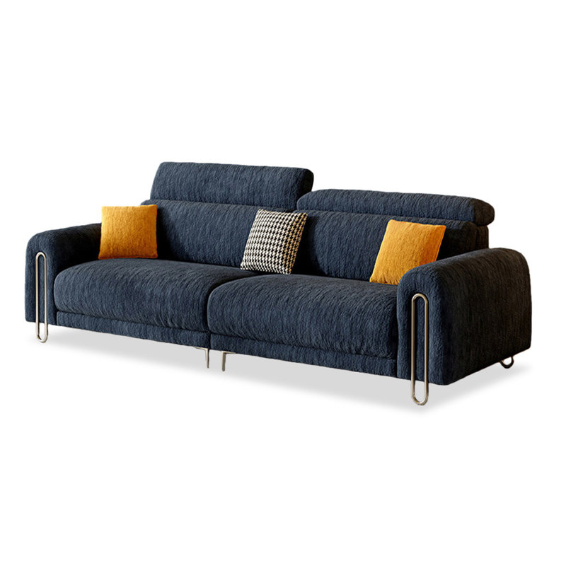 Causeuse-coussin en chenille vert, Chenille bleu