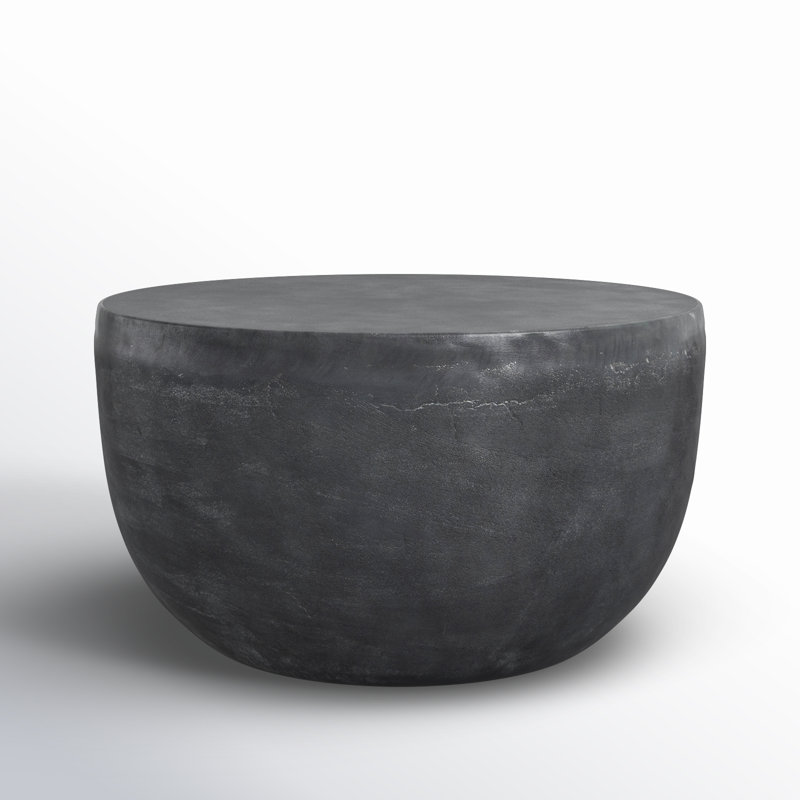 Basil Outdoor Round Side Table, Aged Gray