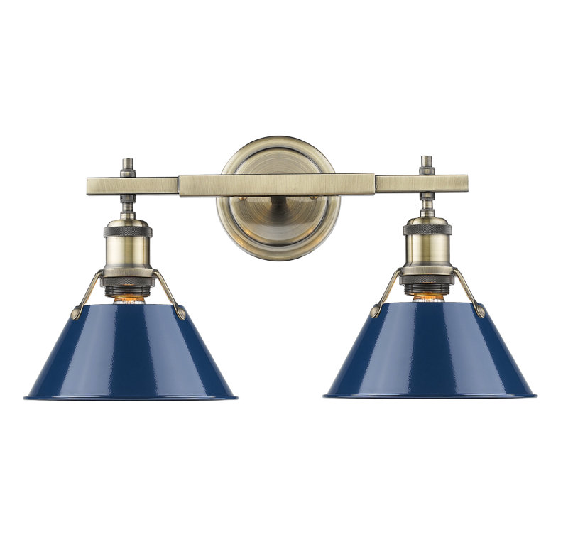 Éclairage pour meuble-lavabo en acier à intensité variable Felda, Bleu marine mat, Noir mat, Deux lumières