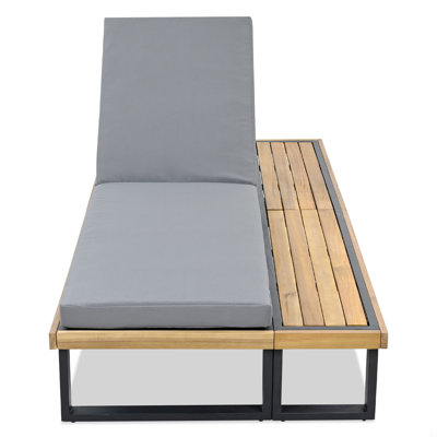 Patio 5-Position Adjustable Chaise Lounge with Side Table