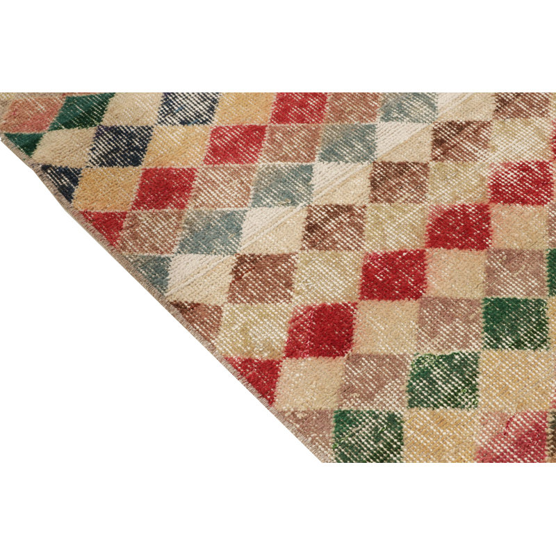 Pasha Wool Geometric Area Rug in Beige/Brown/Red