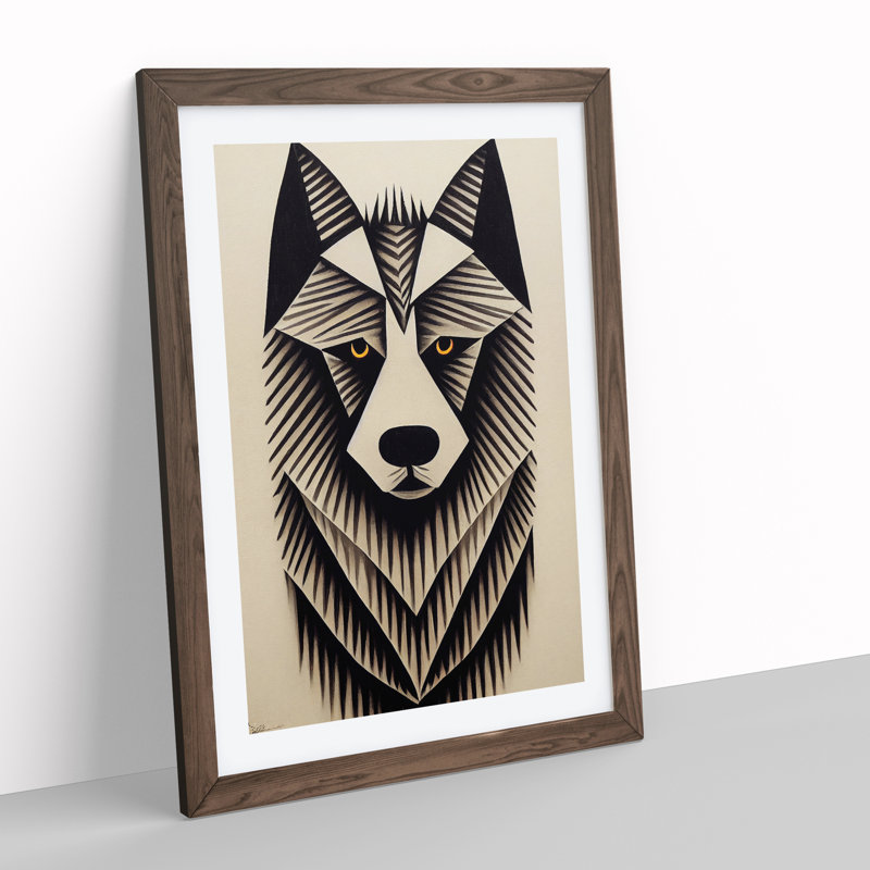 XV1022-5244X Wolf Art No.1 - Single Picture Frame Print, 46cm H x 34cm W, Walnut Framed