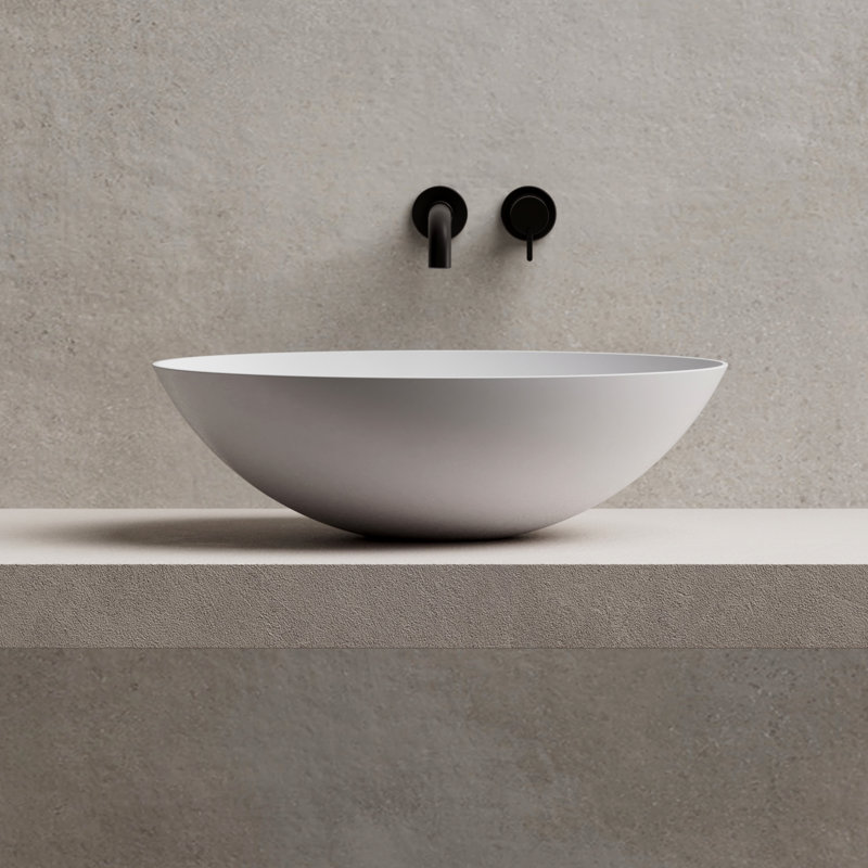 MonBlari 20" X 14" Oval Solid Surface Vessel Sink Matt White, Matte White