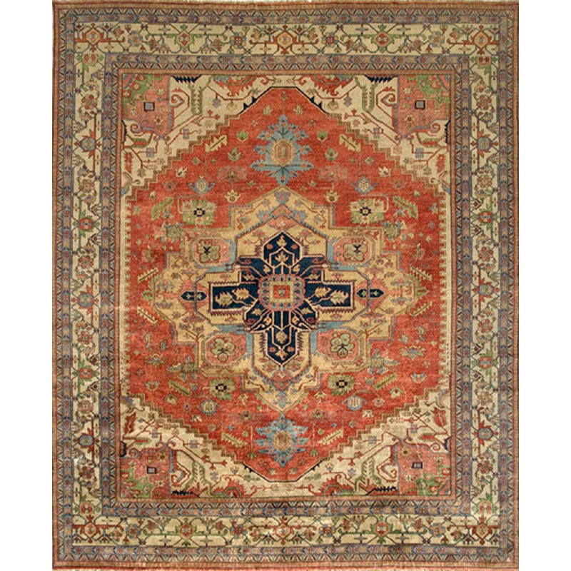 Canvello Serapi Hand-Knotted Rust Wool Area Rug- 6'1" X 8'11", Rectangle 6'1" x 8'11"