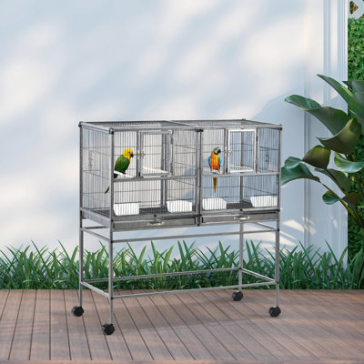 102cm Metal Flat Top Floor Bird Cage with Wheels