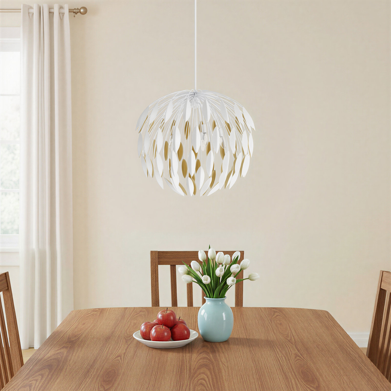 5 Light Dimmable Pendant, White