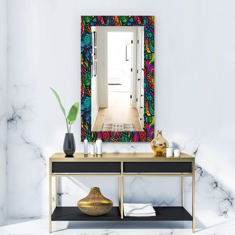 Decorative Wall Mirror, Modern Accent Mirror - Modern Reflection Mirror, 30" H x 48" W, Paisley