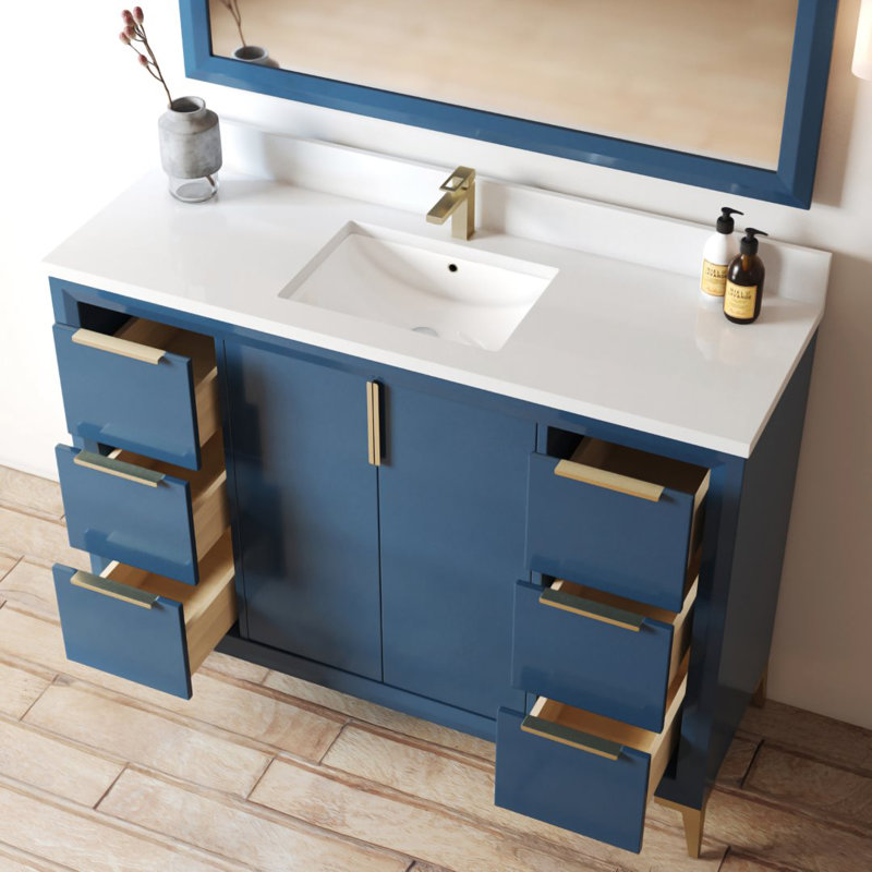 Meuble-lavabo Mendocino, Bleu