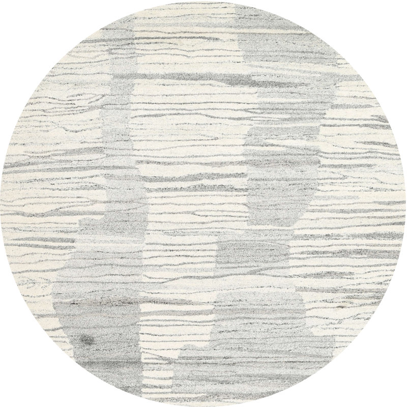 Tapis beige contemporain, Rond 8 pi x 8 pi