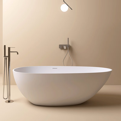  67'' x 33'' Freestanding Soaking Solid Surface Bathtub Bathroom soaking tub