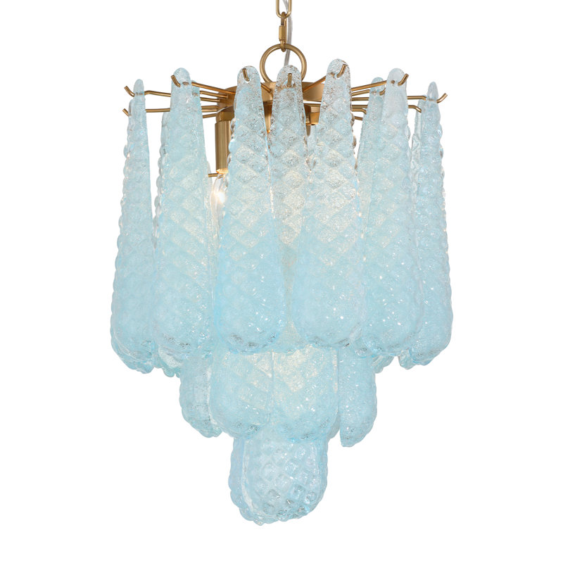 Hamdiye 4 Light Aged Brass Pendant, Blue