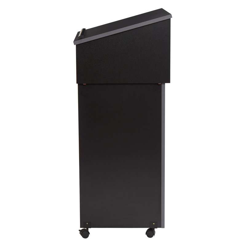 Black Particleboard Tabletop Lectern with AV Cart Base