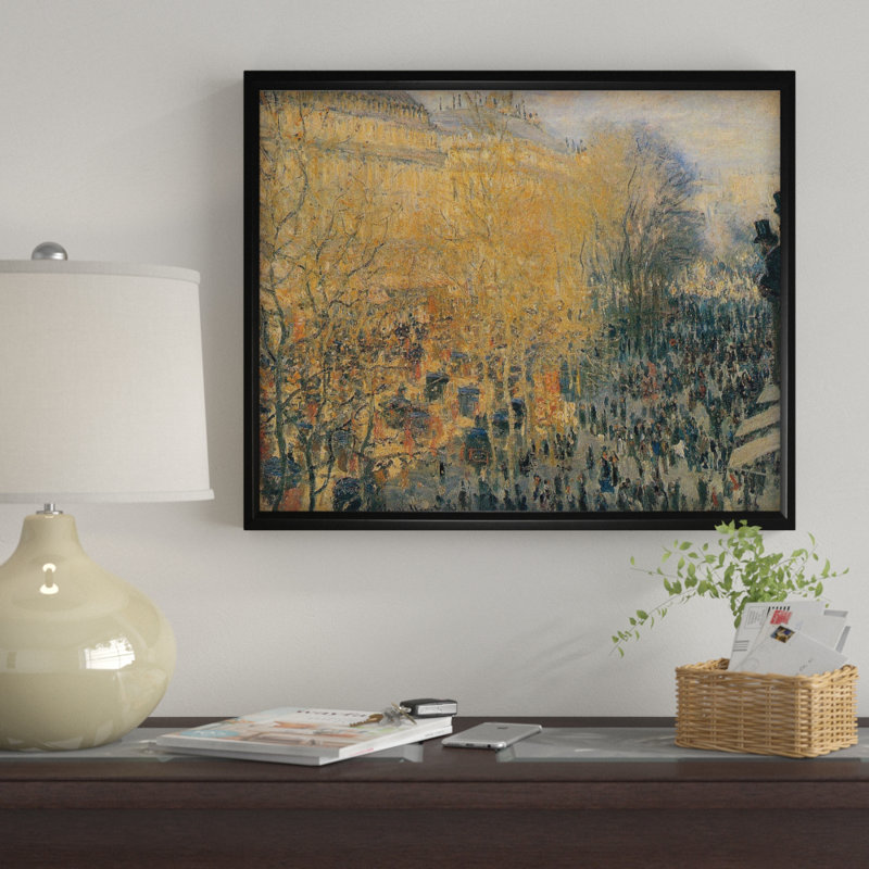 « carnaval boulevard » par claude monet, reproduction de peinture à l’huile, Cadre noir, Blanc mat