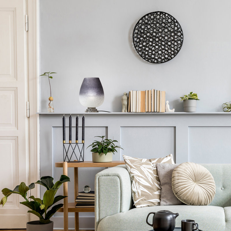 12.25"H Morgan Black/Grey/White Ombre Globe Shade Accent Lamp