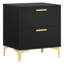 Ensemble de chambre à coucher Harlow noir Queen 3 pièces avec lit en velours capitonné, commode et table de chevet