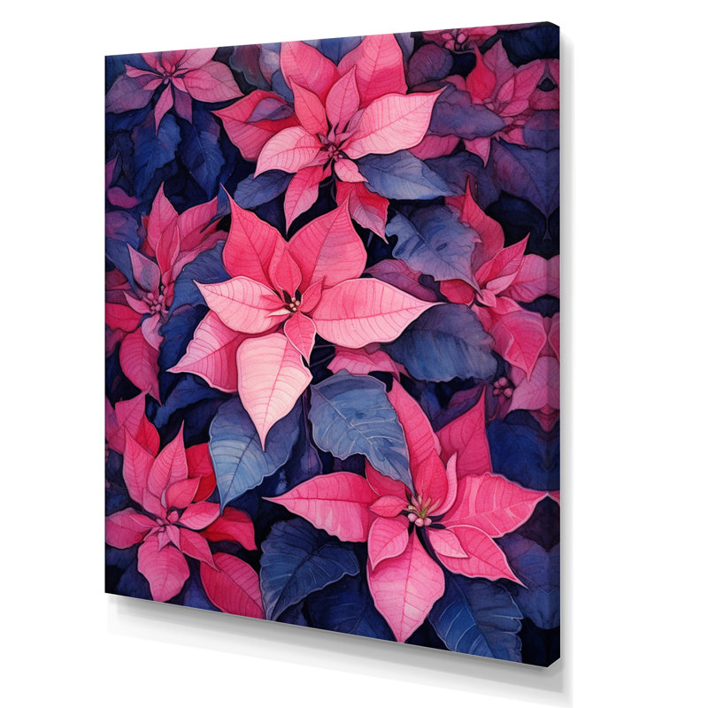 Poinsettia Passion II sur toile, H 44 po x l 34 po x P 1,5 po, Toile tendue