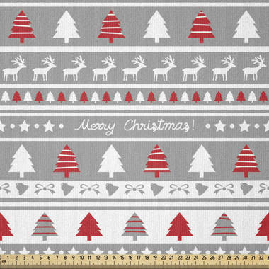 Ambesonne Christmas Fabric by The Yard, Traditional Reindeer Xmas Tree  Snowflake Border Knitted Seem Pattern, Decorative Fabric for Upholstery and  Home Accents, 10 Yards, Vermilion White