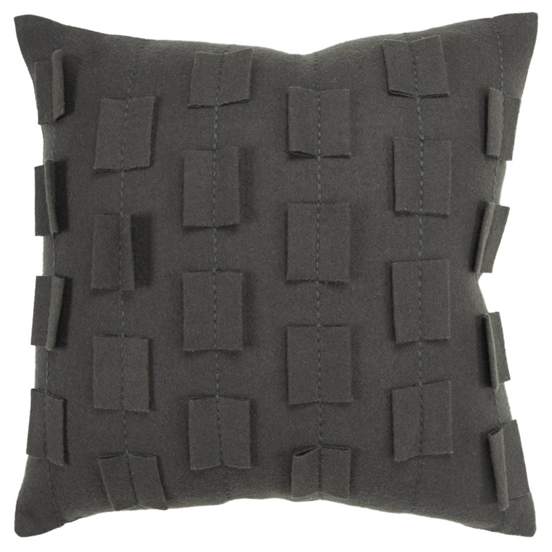 Housse et insert de coussin carré en laine , Gris foncé
