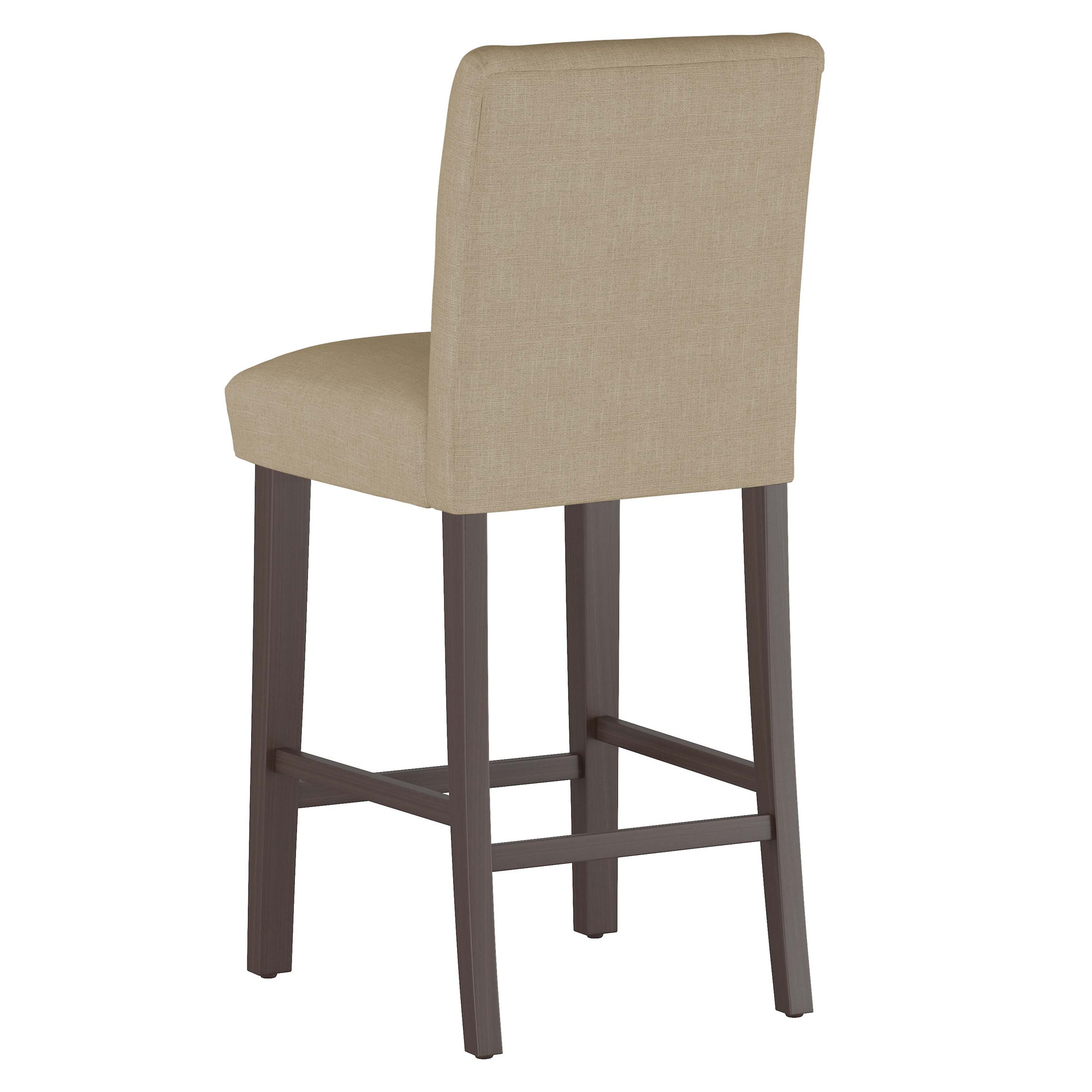 Hadrien Upholstered Stool, Zuma Natural Textured Linen, Bar Stool (31” Seat Height), Black Wood