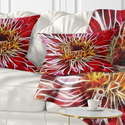 Coussin décoratif à imprimé floral rouge foncé