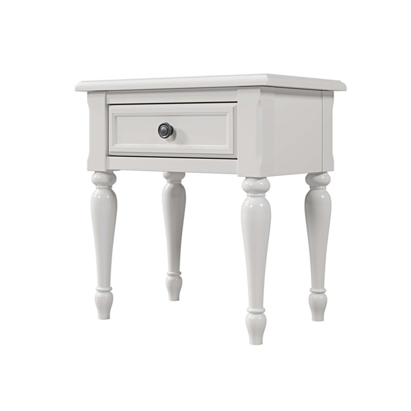 Table de chevet en bois massif et en bois manufacturé, Blanc