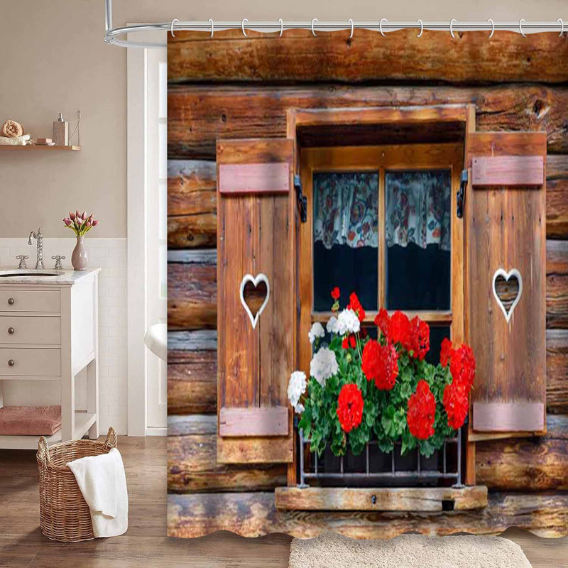 Typique, architecture rouge en bois, beau chalet de campagne brun avec 12 crochets, L 72 po x l 84 po