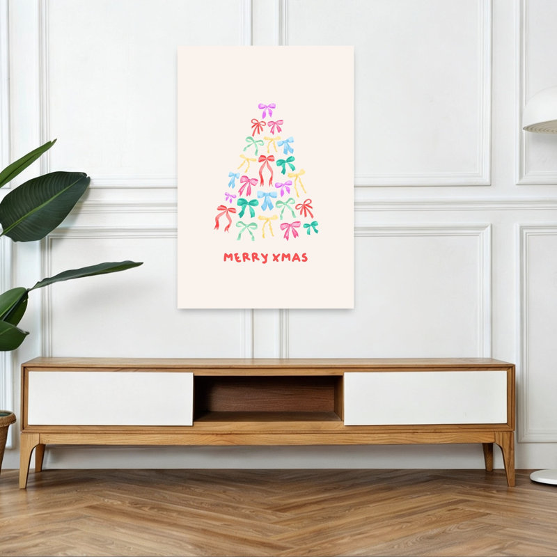 Arbre de Noël festif, arbre de Noël abstrait coloré, paysage contemporain, impression d'art mural, 48" H x 32" W