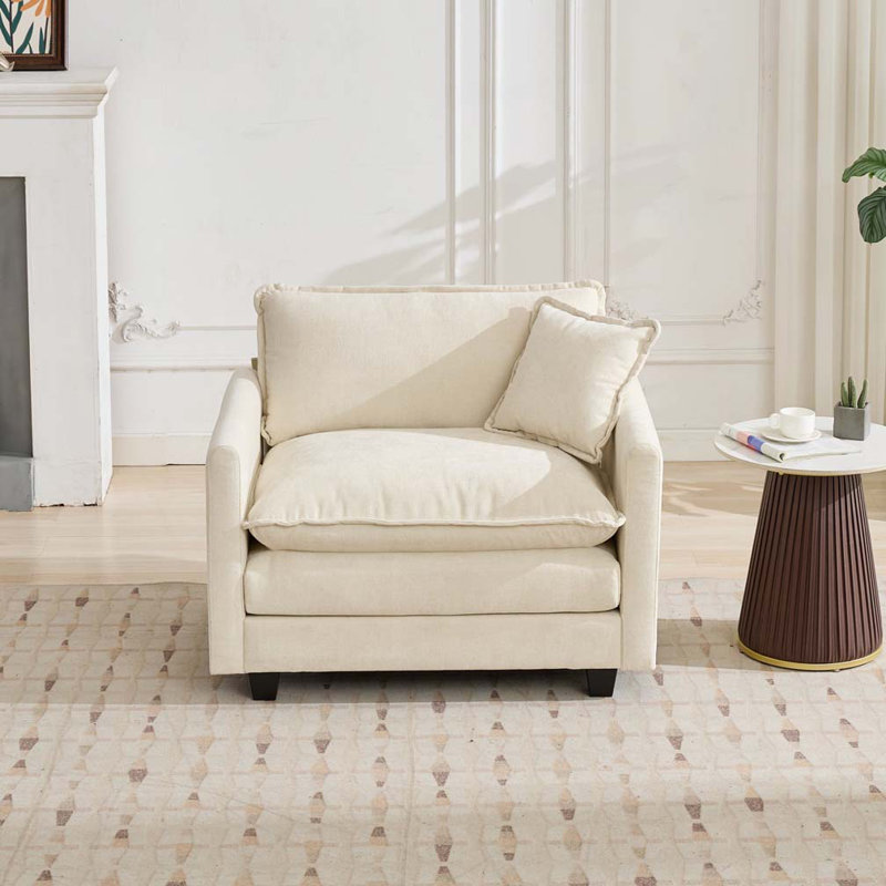 Fauteuil rembourré en tissu, Beige
