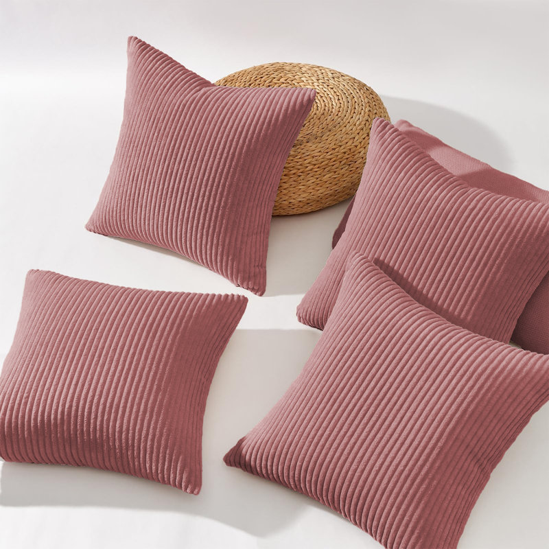 Striped Square Cushion, Light Pink