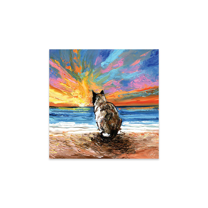Beach Days - Impression de chat raquette sur verre acrylique