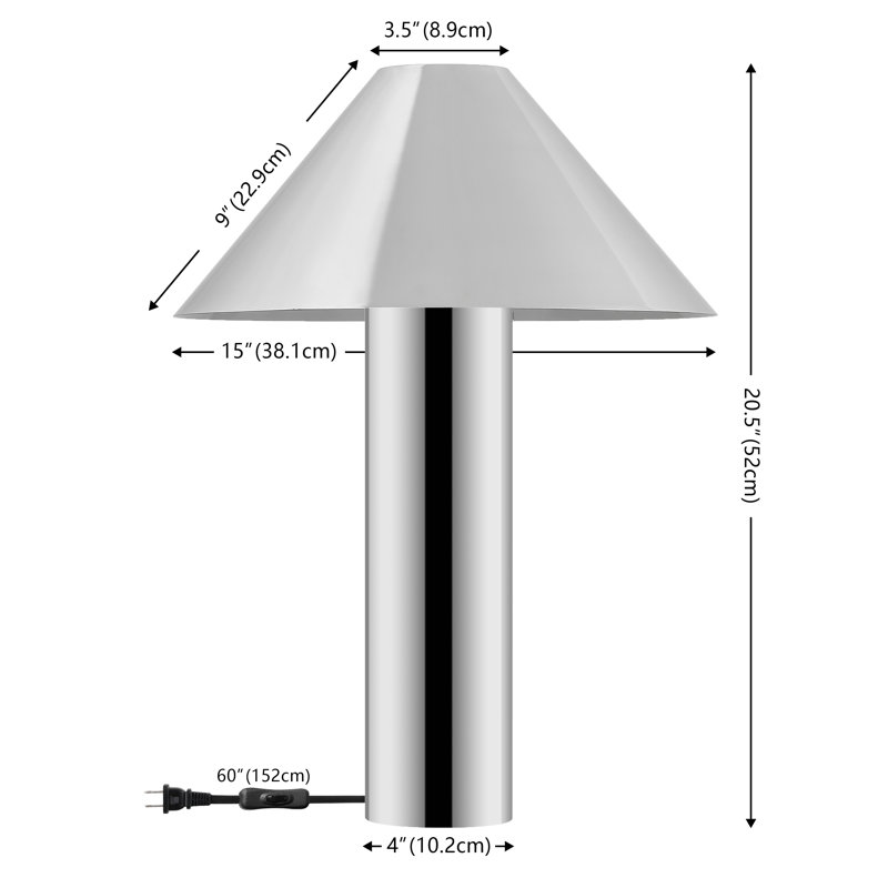 Lampe de table en métal chromé / blanc Cheri 20,5 pouces, Chrome
