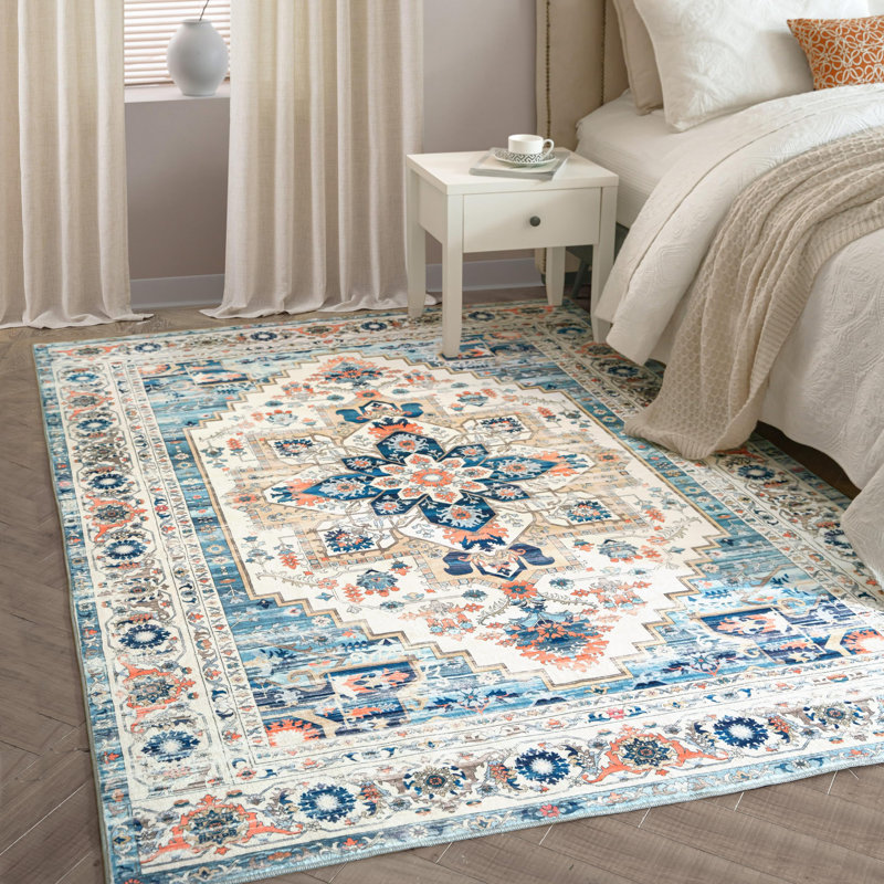 Tapis lavables à la machine pour tapis de salon Boho, Rectangle 4pi x 6 pi