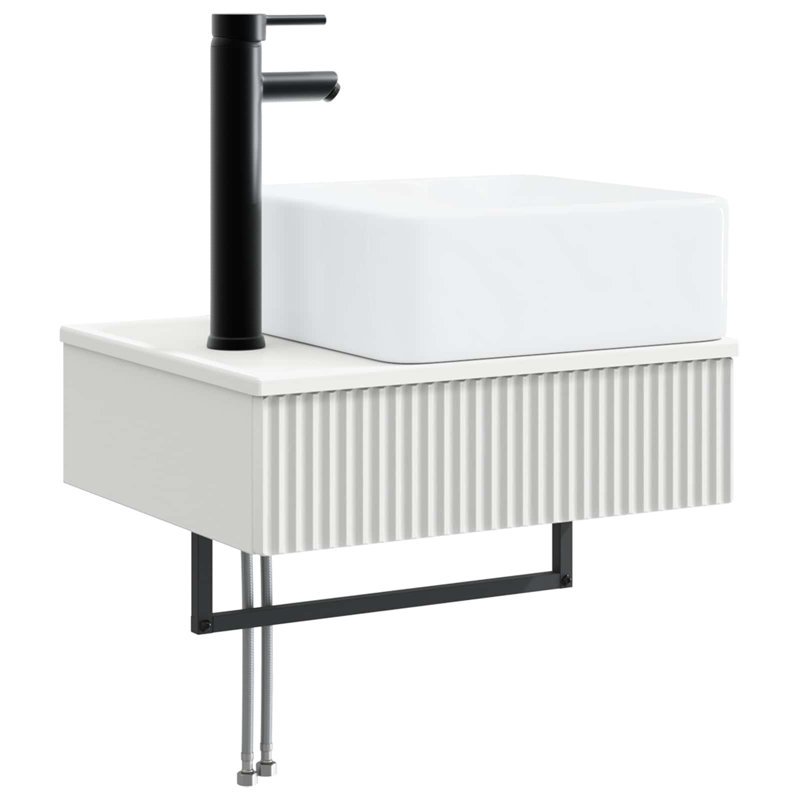 Single Bathroom Vanity with Ceramic Basin, White
