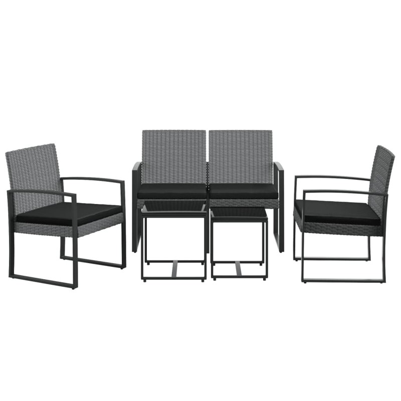 4 - Person Wicker Patio Dining Set with Square Table , Cushions Included, Dark Gray