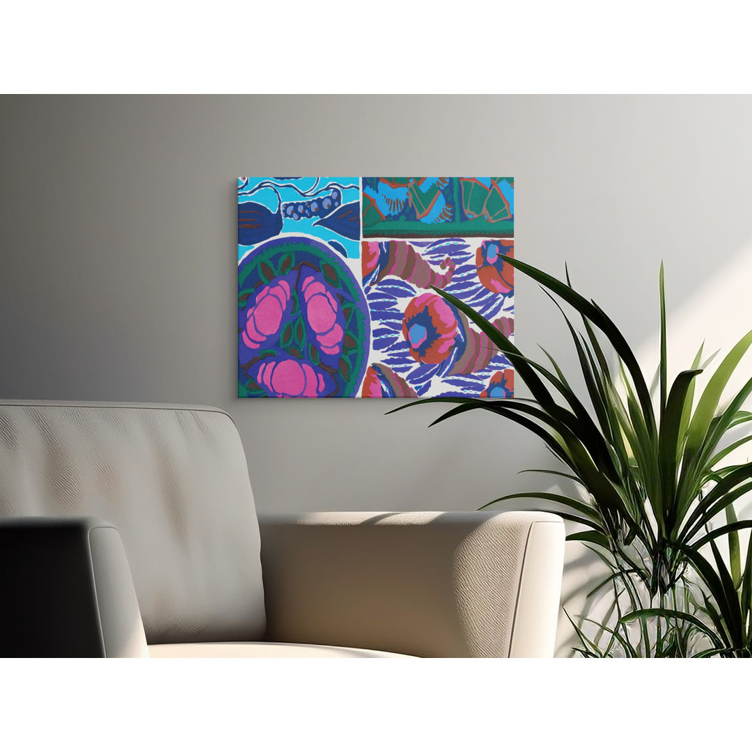 Abstract Floral Canvas Wall Art, Gallery Wrapped Matte Print, Ready to Hang, Archival Quality, Modern Home decor, Pink Roses, Blue Accent