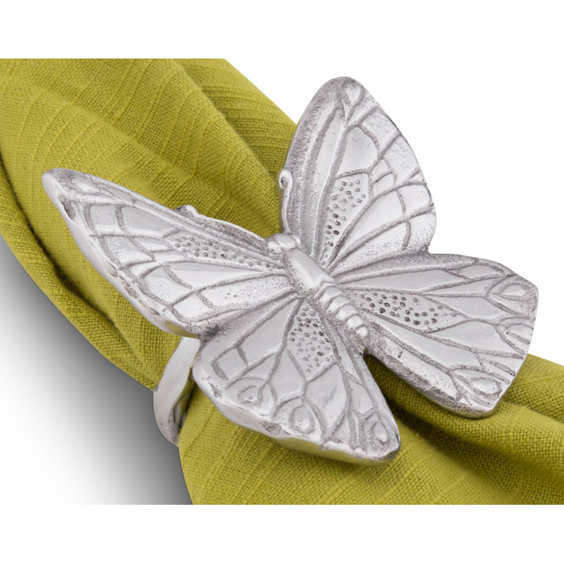 4 Piece Butterfly and Flower Napkin Ring Set