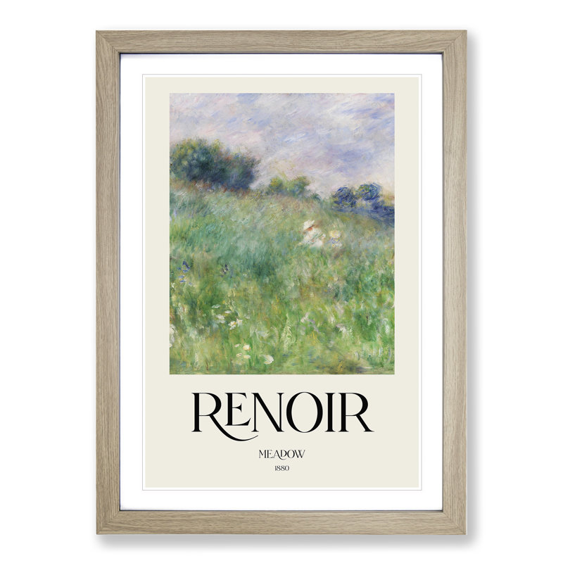 Meadow by Pierre-Auguste Renoir - Picture Frame Painting, 36cm H x 27cm W x 2cm D, Oak