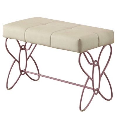 Banc blanc et rose captivant pour chambre à coucher avec papillon
